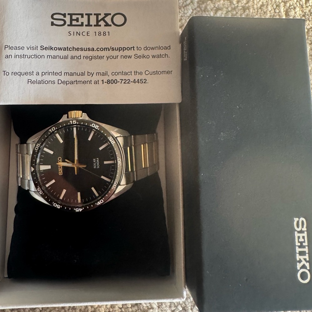 Seiko Black and Silver Watch